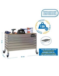 Mesa de Trabajo SIMONWORK con Ruedas bt5 box6 900 galva/madera | Mesa de trabajo SimonRack profesional y resistente