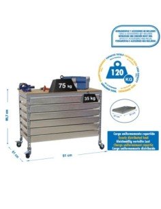 Mesa de Trabajo SIMONWORK con Ruedas bt5 box6 900 gris/madera | Mesa de trabajo SimonRack profesional y resistente