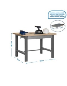 Mesa de Trabajo SIMONWORK BT 6 mdf 1box 1200x750 gris/madera | Mesa de trabajo SimonRack profesional y resistente