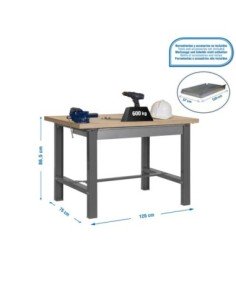 Mesa de Trabajo SIMONWORK BT 6 mdf 1box 1200x750 gris/madera | Mesa de trabajo SimonRack profesional y resistente