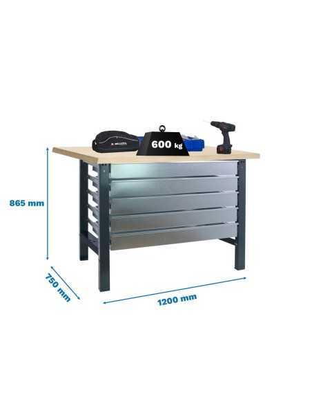 Mesa de Trabajo SIMONWORK BT 6 mdf 5box 1200x750 antracita/madera | Mesa de trabajo SimonRack profesional y resistente