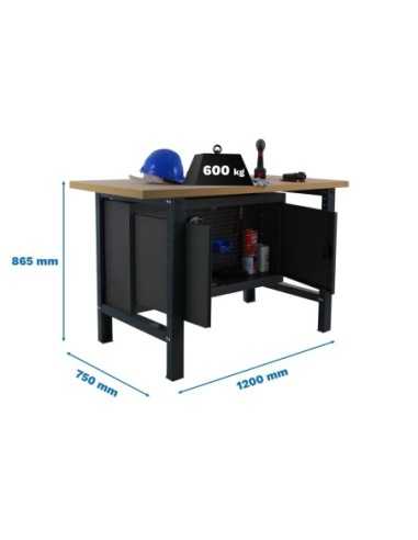 Mesa de Trabajo SIMONWORK BT 6 mdf cabinet 1200 antracita/madera | Mesa de trabajo SimonRack profesional y resistente