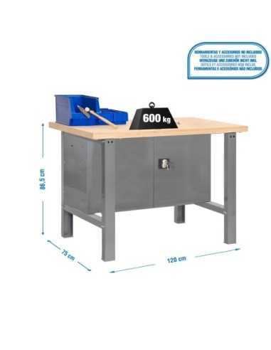 Mesa de Trabajo SIMONWORK BT 6 mdf cabinet 1200 gris/madera | Mesa de trabajo SimonRack profesional y resistente