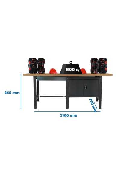 Mesa de Trabajo SIMONWORK BT 6 mdf tandem 1box 1cab 2100 antra/made | Mesa de trabajo SimonRack profesional y resistente