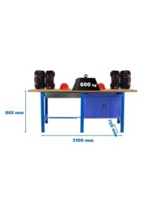 Mesa de Trabajo SIMONWORK BT 6 mdf tandem 1box 1cab 2100 azul/mader | Mesa de trabajo SimonRack profesional y resistente