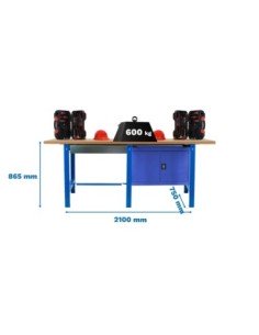 Mesa de Trabajo SIMONWORK BT 6 mdf tandem 1box 1cab 2100 azul/mader | Mesa de trabajo SimonRack profesional y resistente