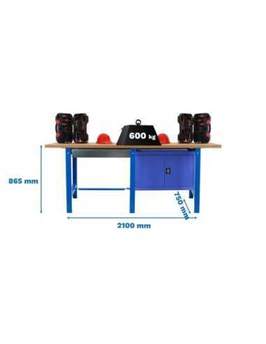 Mesa de Trabajo SIMONWORK BT 6 mdf tandem 1box 1cab 2100 azul/mader | Mesa de trabajo SimonRack profesional y resistente