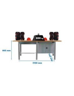 Mesa de Trabajo SIMONWORK BT 6 mdf tandem 1box 1cab 2100 gris/mader | Mesa de trabajo SimonRack profesional y resistente