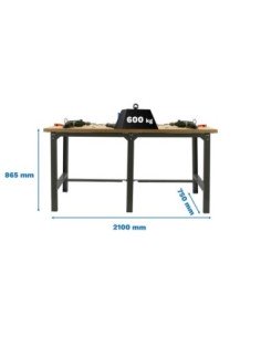 Mesa de Trabajo SIMONWORK BT 6 mdf tandem 2100 antracita/madera | Mesa de trabajo SimonRack profesional y resistente