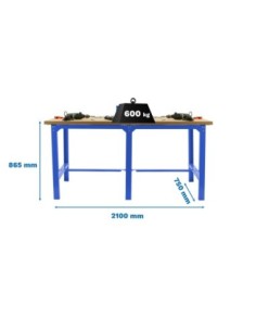 Mesa de Trabajo SIMONWORK BT 6 mdf tandem 2100 azul/madera | Mesa de trabajo SimonRack profesional y resistente