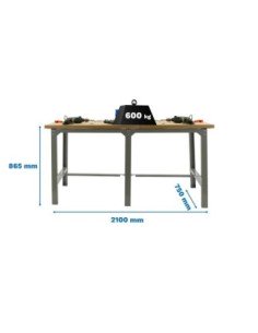 Mesa de Trabajo SIMONWORK BT 6 mdf tandem 2100 gris/madera | Mesa de trabajo SimonRack profesional y resistente