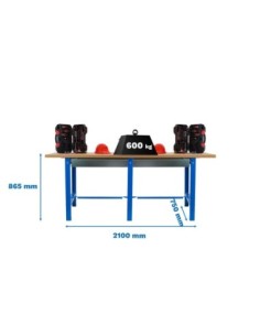 Mesa de Trabajo SIMONWORK BT 6 mdf tandem 2box 2100 azul/madera | Mesa de trabajo SimonRack profesional y resistente