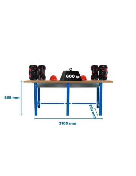 Mesa de Trabajo SIMONWORK BT 6 mdf tandem 2box 2100 azul/madera | Mesa de trabajo SimonRack profesional y resistente