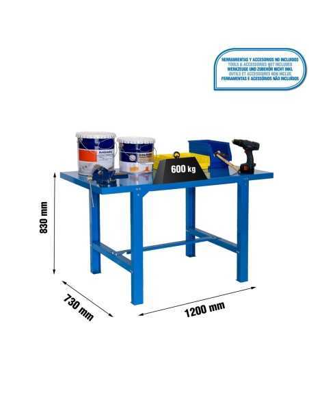 Mesa de Trabajo SIMONWORK BT 6 metal 1200 azul | Mesa de trabajo SimonRack profesional y resistente