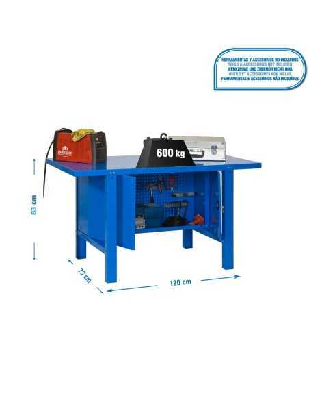Mesa de Trabajo SIMONWORK BT 6 metal cabinet 1200 azul | Mesa de trabajo SimonRack profesional y resistente