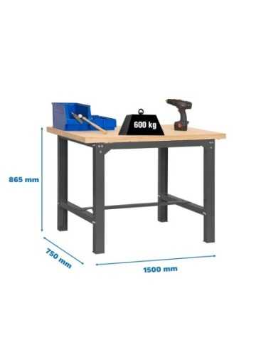 Mesa de Trabajo SIMONWORK BT 6l mdf 1500x750 antracita/madera | Mesa de trabajo SimonRack profesional y resistente