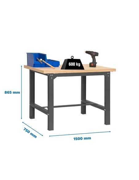 Mesa de Trabajo SIMONWORK BT 6l mdf 1500x750 antracita/madera | Mesa de trabajo SimonRack profesional y resistente