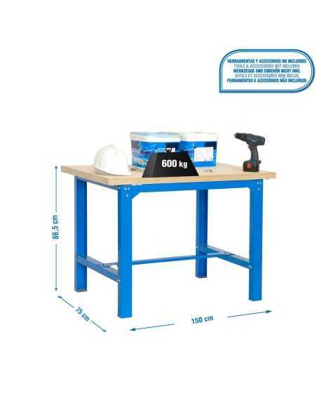Mesa de Trabajo SIMONWORK BT 6l mdf 1500x750 azul/madera | Mesa de trabajo SimonRack profesional y resistente
