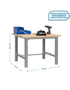 Mesa de Trabajo SIMONWORK BT 6l mdf 1500x750 gris/madera | Mesa de trabajo SimonRack profesional y resistente