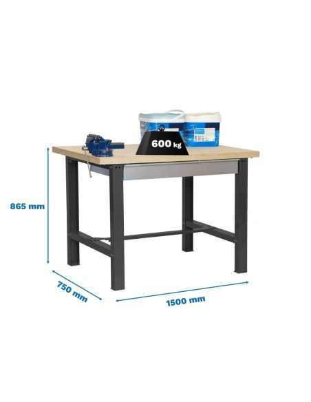Mesa de Trabajo SIMONWORK BT 6l mdf 1box 1500x750 antracita/madera | Mesa de trabajo SimonRack profesional y resistente