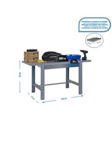 Mesa de Trabajo SIMONWORK BT 6l metal 1box 1500x735 gris | Mesa de trabajo SimonRack profesional y resistente