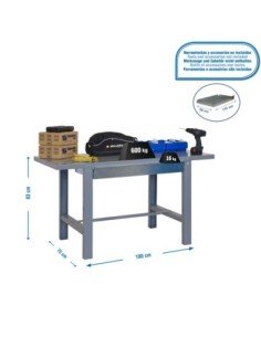 Mesa de Trabajo SIMONWORK BT 6l metal 1box 1800x735 gris | Mesa de trabajo SimonRack profesional y resistente