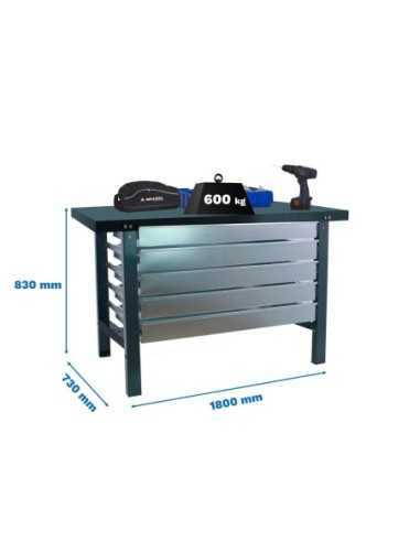 Mesa de Trabajo SIMONWORK BT 6l metal 5box 1800x735 antracita | Mesa de trabajo SimonRack profesional y resistente