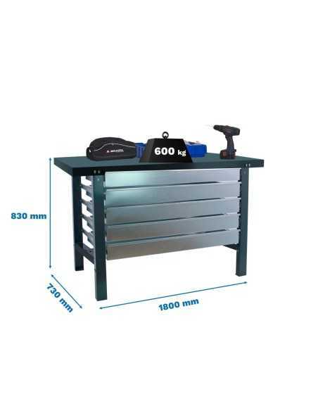 Mesa de Trabajo SIMONWORK BT 6l metal 5box 1800x735 antracita | Mesa de trabajo SimonRack profesional y resistente