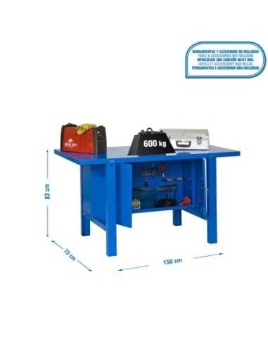 Mesa de Trabajo SIMONWORK BT 6l metal cabinet 1500 azul | Mesa de trabajo SimonRack profesional y resistente