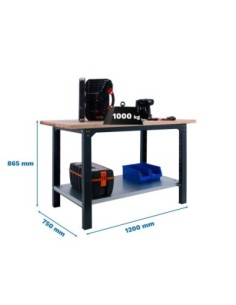 Mesa de Trabajo SIMONWORK BT 6 pro laminate 1200 antracita/haya | Mesa de trabajo SimonRack profesional y resistente
