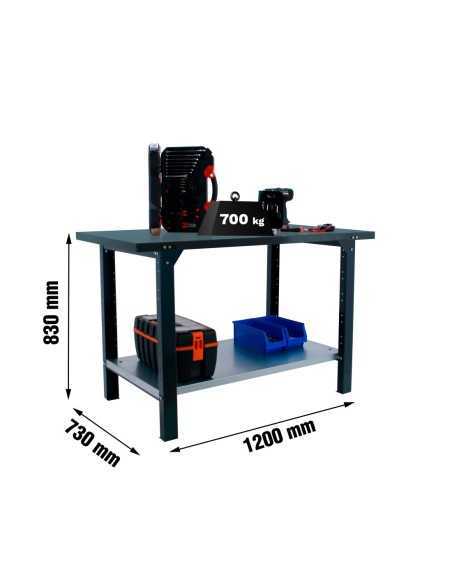Mesa de Trabajo SIMONWORK BT 6 pro metal 1200 antracita | Mesa de trabajo SimonRack profesional y resistente