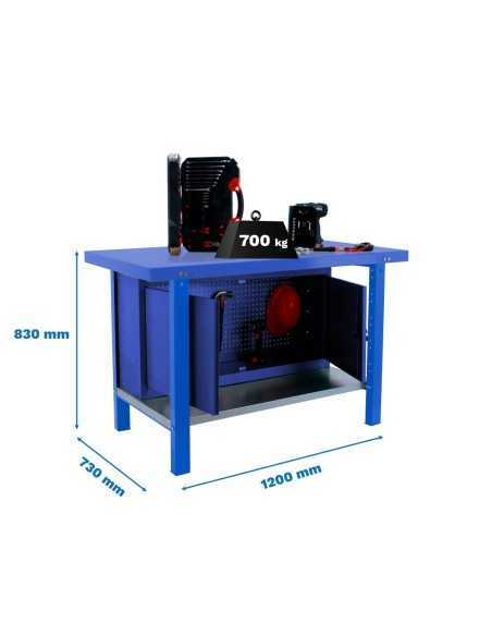 Mesa de Trabajo SIMONWORK BT 6 pro metal cabinet 1200 azul | Mesa de trabajo SimonRack profesional y resistente