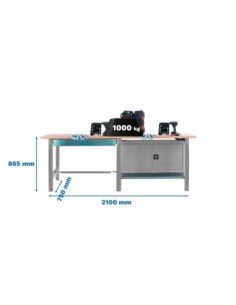 Mesa de Trabajo SIMONWORK BT 6 pro tande laminate 1box 1cab 2100 gr | Mesa de trabajo SimonRack profesional y resistente