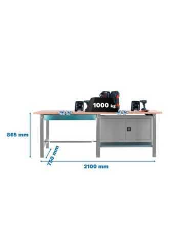 Mesa de Trabajo SIMONWORK BT 6 pro tande laminate 1box 1cab 2100 gr | Mesa de trabajo SimonRack profesional y resistente
