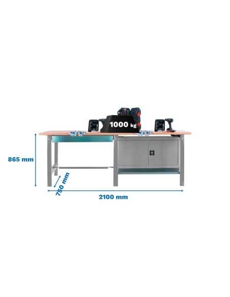 Mesa de Trabajo SIMONWORK BT 6 pro tande laminate 1box 1cab 2100 gr | Mesa de trabajo SimonRack profesional y resistente