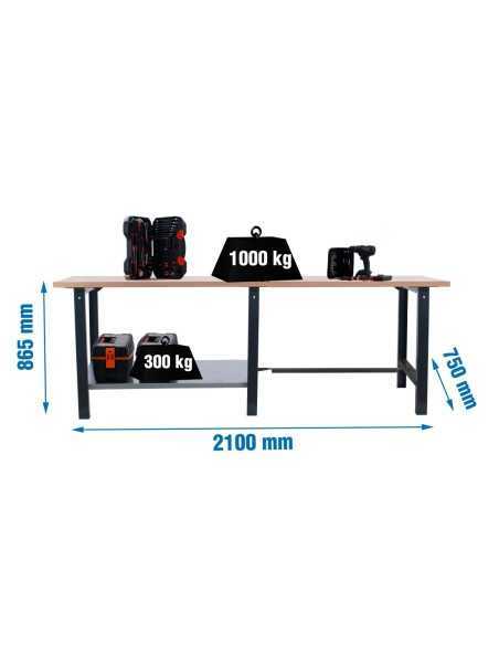 Mesa de Trabajo SIMONWORK BT 6 pro tandem laminate 2100 antracita/h | Mesa de trabajo SimonRack profesional y resistente