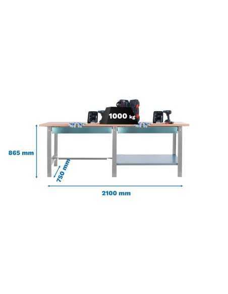 Mesa de Trabajo SIMONWORK BT 6 pro tandem laminate 2box 2100 gr/ha | Mesa de trabajo SimonRack profesional y resistente