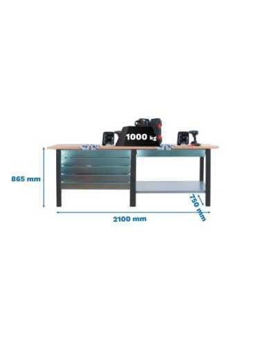 Mesa de Trabajo SIMONWORK BT 6 pro tandem laminate 6box 2100 ant/ha | Mesa de trabajo SimonRack profesional y resistente