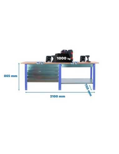 Mesa de Trabajo SIMONWORK BT 6 pro tandem laminate 6box 2100 az/ha | Mesa de trabajo SimonRack profesional y resistente