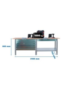 Mesa de Trabajo SIMONWORK BT 6 pro tandem laminate 6box 2100 gr/ha | Mesa de trabajo SimonRack profesional y resistente