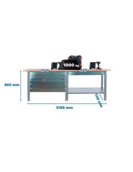 Mesa de Trabajo SIMONWORK BT 6 pro tandem laminate 6box 2100 gr/ha | Mesa de trabajo SimonRack profesional y resistente