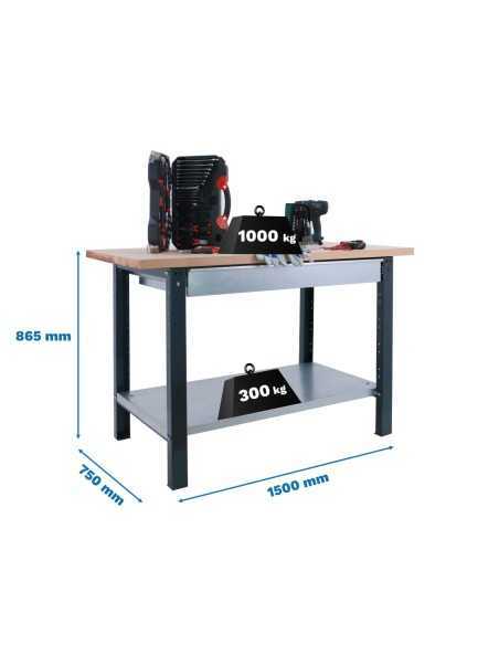 Mesa de Trabajo SIMONWORK BT 6l pro laminate 1box 1500 antracita/ha | Mesa de trabajo SimonRack profesional y resistente