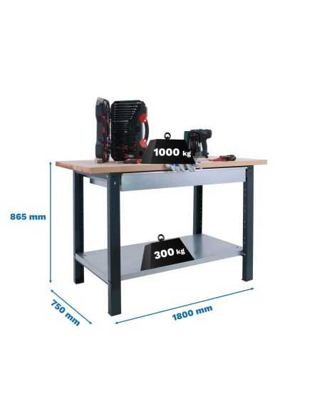 Mesa de Trabajo SIMONWORK BT 6l pro laminate 1box 1800 antracita/ha | Mesa de trabajo SimonRack profesional y resistente