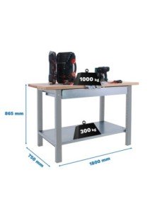 Mesa de Trabajo SIMONWORK BT 6l pro laminate 1box 1800 gris/haya | Mesa de trabajo SimonRack profesional y resistente