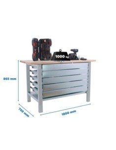 Mesa de Trabajo SIMONWORK BT 6l pro laminate 5box 1800 gris/haya | Mesa de trabajo SimonRack profesional y resistente