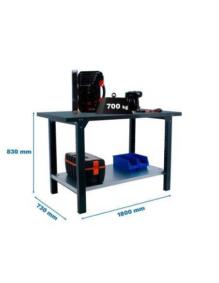 Mesa de Trabajo SIMONWORK BT 6l pro metal 1800 antracita | Mesa de trabajo SimonRack profesional y resistente