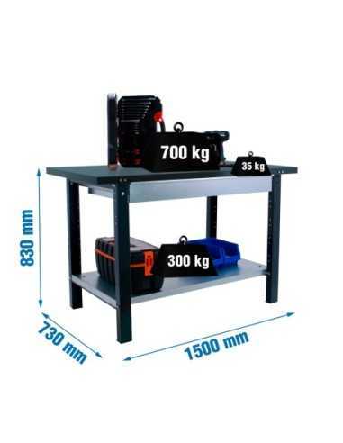 Mesa de Trabajo SIMONWORK BT 6l pro metal 1box 1500 antracita | Mesa de trabajo SimonRack profesional y resistente