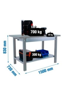 Mesa de Trabajo SIMONWORK BT 6l pro metal 1box 1500 gris | Mesa de trabajo SimonRack profesional y resistente