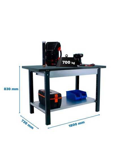 Mesa de Trabajo SIMONWORK BT 6l pro metal 1box 1800 antracita | Mesa de trabajo SimonRack profesional y resistente
