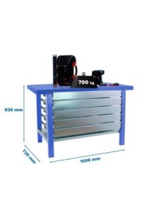 Mesa de Trabajo SIMONWORK BT 6l pro metal 5box 1500 azul | Mesa de trabajo SimonRack profesional y resistente